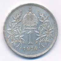 Ausztria 1914. 1K Ag "Ferenc József" T:1- Austria 1914. 1 Corona Ag "Franz Joseph&quo...