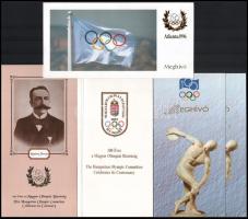 1995-1996 5 db MOB (Magyar Olimpiai Bizottság) meghívó, üdvözlőlap és programfüzet (100. évforduló, Atlantai olimpia fogadalomtétel)