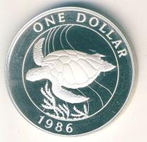 Bermuda 1986. 1$ Ag "WWF-Teknős" T:PP