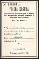 1964 Olasz igazolvány magyar nő részére, 1 db bélyeggel