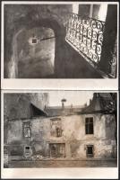 cca 1945 Bp., I. kerület Corvin tér 2 épületének 5 fotója, a hátoldalon feliratozottak, 17x23 cm és ...