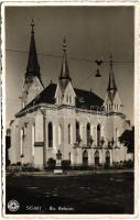 Máramarossziget, Sighetu Marmatiei; Bis. Reform. / Református templom / Calvinist church + 1940 Máramarossziget visszatért So. Stpl. (EK)