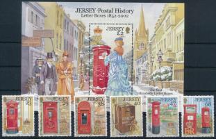 2002 Postatörténet (I): A postaládák 150. évfordulója Jerseyben sor + blokk Mi 1055-1060 + Mi 35