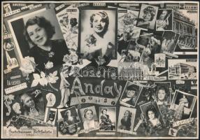 Anday Piroska (1899-1977) magyar-osztrák operaénekesnő 2 fotómontázsa, az egyik szakadt, 17x25 cm és 18x25 cm