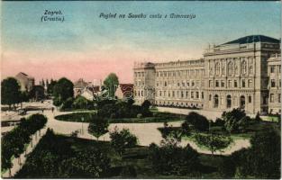 Zagreb, Zágráb; Pogled na Savsku cestu i Gimnaziju / grammar school