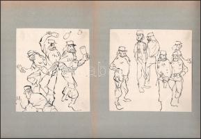 Rau Tibor (1934-2000): 17 db illusztráció Rejtő Jenő Három testőr Afrikában c. könyvéhez, 1962. Tus,...