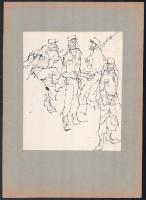 Rau Tibor (1934-2000): 17 db illusztráció Rejtő Jenő Három testőr Afrikában c. könyvéhez, 1962. Tus,...