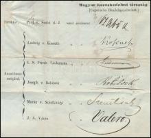 1844 A Magyar Kereskedelmi Társaság megalakulásáról valamint az első részvény-részlet-befizetés szól...