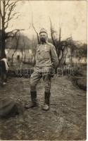 1915 Szabó Sándor, első világháborús osztrák-magyar katonai őrmester kitüntetéssel és karddal az oldalán / WWI Austro-Hungarian K.u.k. military, soldier with medal and sword. photo + &quot;Kommando der 1/62 Mil. Arb. Abt.&quot;