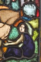 Johan Hugó (1891-1956): Hölgy tájban. Színes ólomüveg, jelezve jobbra lent: Johann Hugo. Korának meg...