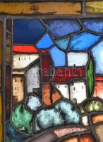 Johan Hugó (1891-1956): Hölgy tájban. Színes ólomüveg, jelezve jobbra lent: Johann Hugo. Korának meg...