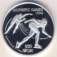 Észak-Korea 1993. 500W Ag "Olimpiai játékok-gyorskorcsolya" T:PP