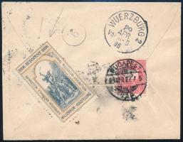 1896 5kr és levélzáró levélen Wuerzburgba