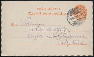 1895 Széll Farkas debreceni bíró, ítélőtáblai tanácselnök, könyvgyűjtő, irodalmár által írt levelezőlap