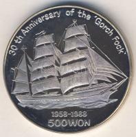 Észak-Korea 1988. 500W Ag "Gorch Fock, hajó" T:PP