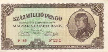 1946. 100.000.000P (3x) kis ugrású sorszámokkal T:I,I-