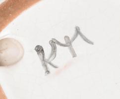 Kerezsi Gyöngyi retró nagy méretű szivar hamutál, jelzett, hibátlan, d: 20 cm