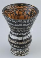 Gorka Iparművészeti Vállalatos váza, repesztett mázas, jelzett, nagyon halványan, lepattanásokkal m:15 cm