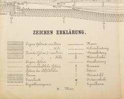 1875 Szegedi Személyi és Tiszai pályaudvar terének nagyméretű térképe (Stationsplatz von Szegedin, P...