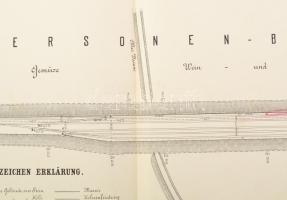 1875 Szegedi Személyi és Tiszai pályaudvar terének nagyméretű térképe (Stationsplatz von Szegedin, P...