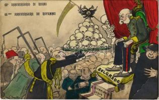 66o Anniversario de Regno / Első világháborús olasz központi hatalmak-ellenes katonai gúnyos propaganda, Ferenc József karikatúrája / WWI Italian anti-Central Powers military mocking propaganda with Franz Joseph (EB)