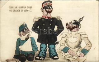 Dopo la guerra saro piu grande di loro! / Első világháborús olasz központi hatalmak ellenes katonai gúnyos propaganda: Ferenc József, II. Vilmos / WWI Italian anti-Central Powers military mocking propaganda: Franz Joseph and Wilhelm II (EK)