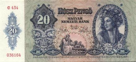1941. 20P (19x) egymás utáni ill. kis ugrású sorszámokkal T:II+ (egyszer hajtva, törve nem)