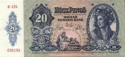 1941. 20P (19x) egymás utáni ill. kis ugrású sorszámokkal T:II+ (egyszer hajtva, törve nem)