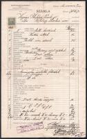 1914 Részletes temetési számla, okmánybélyeggel