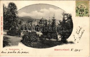 1905 Bártfa, Bártfafürdő, Bardejovské Kúpele, Bardiov, Bardejov; Park részlet, forrás. Divald Adolf 147. / spa, park, spring source (Rb)