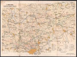 1959 A Mecsek turistaútjainak térképe, Bp., Kartográfiai Vállalat, kis szakadásokkal, foltokkal, 39x28,5 cm