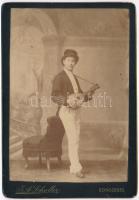 cca 1910 Segesvár, Mandolinos férfi portréja, J. A. Schuller segervári (Schässburg) műterméből, 16x11 cm
