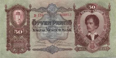 1932. 50P (4x) egymás utáni ill. kis ugrású sorszámokkal, egyik darabon papírránccal T:I