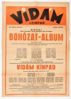 1962 Vidám Színpad nagyméretű műsorplakátja (Kabos, Kazal, Alfonso, stb.), szakadásokkal, 76×50 cm