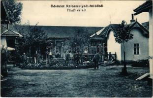 1911 Rárósmúlyad, Ráros-Mulyad, Rárosská Mulad, Mula; Fürdő és kút. Svarcz Soma fürdőtulajdonos kiadása / spa, bathhouse, well + ASZÓD - LOSONCZ 236. SZ. A vasúti mozgóposta bélyegző