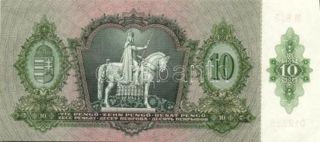 1936. 10P (10x) egymás utáni sorszámokkal, egyik darabon papírránccal T:II+
