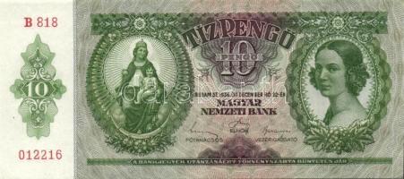 1936. 10P (10x) egymás utáni sorszámokkal, egyik darabon papírránccal T:II+