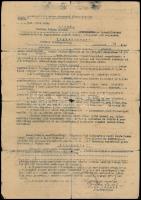 1946-1948 Internálási iratok és annak feloldó határozata