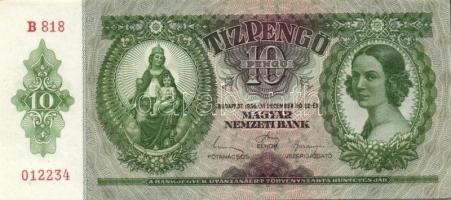 1936. 10P (10x) egymás utáni sorszámokkal, egyik darabon papírránccal T:II+