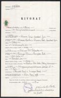 1939 Krishaber Béla főrabbi által aláírt házassági anyakönyvi kivonat
