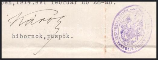 1914 Noszlopi plébánia vagyonának átadási jegyzőkönyve, Hornig Károly aláírásával