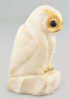 Alabástrom bagoly, kopásnyomokkal, m: 8,5 cm