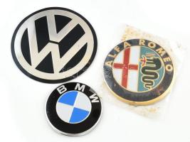 3db autós embléma, BMW, Alfa Romeo, Volkwagen, kopásokkal,