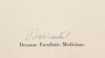 1958 Orvosi diploma Naszlady Attila részére, Gegesi Kiss Pál, Babics Antal aláírásával