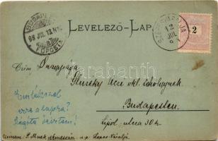 1898 (Vorläufer) Szepesváralja, Spisské Podhradie; Fő tér és vár este / main square and castle at ni...