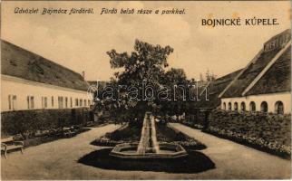Bajmócfürdő, Bojnické kúpele (Bajmóc, Bojnice); Fürdő belső része a parkkal / spa, bath