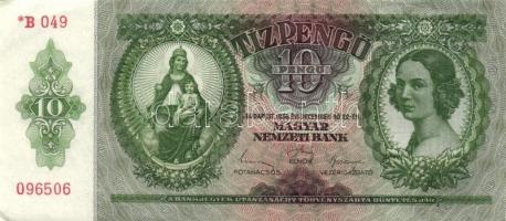 1936. 10P "*"-gal (8x) egymásutáni, illetve egyugrású sorszámokkal, benne papírráncok! T:I...