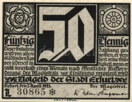 Német Birodalom/Weimari Köztársaság/Erfurt 1921. 50Pf (5x) 5 klf db, teljes sor T:I