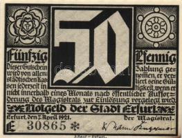 Német Birodalom/Weimari Köztársaság/Erfurt 1921. 50Pf (5x) 5 klf db, teljes sor T:I