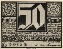 Német Birodalom/Weimari Köztársaság/Erfurt 1921. 50Pf (5x) 5 klf db, teljes sor T:I